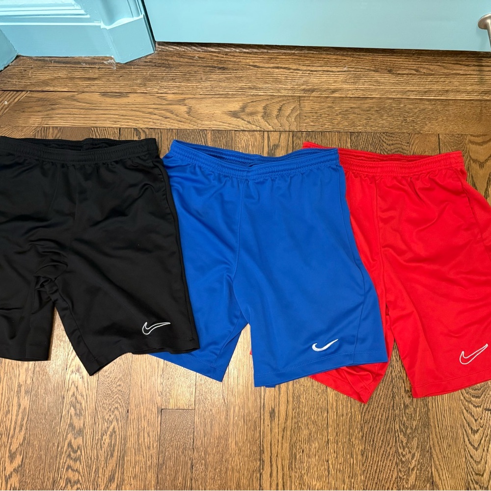 Bundle of Boys Nike Dri Fit Black Blue and Red Athletic Shorts Size XL